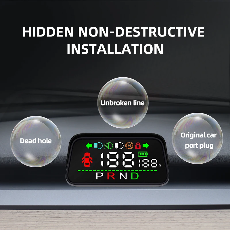 Picture 4: Bluetooth Smart HUD Head Up Display For Tesla Model 3 Model Y HD GPS Speedometer Hidden Air Code Meter Original Car Data Sync