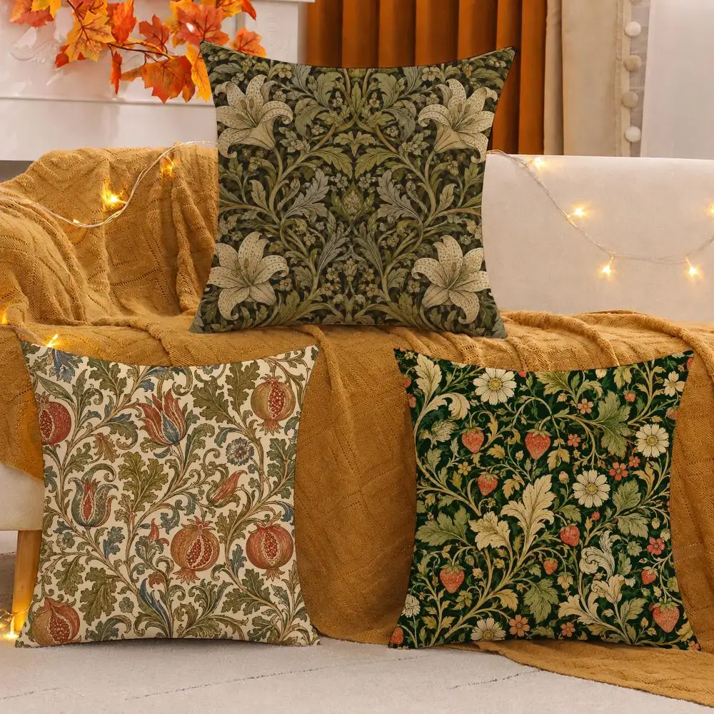 Vintage Botanical Floral Cushion Cover Pillow Case plush Double-sided Print Square Covers Sofa Home Cushion