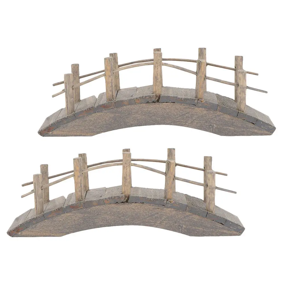 

2Pcs Wooden Arch Bridge Mini Garden Accessory 15Cm for Dollhouse Outdoor Micro Landscape Fish Tank Pond Decoration Garden
