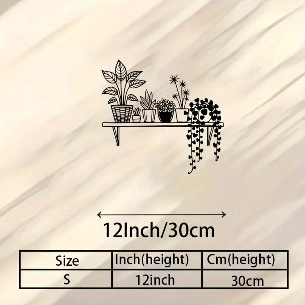CIFBUY Aluminum Metal Wall Art, 2D Flat Cutout Potted Plants Shelf Wall Decor, Green Plant Silhouette Metal Wall Hanging