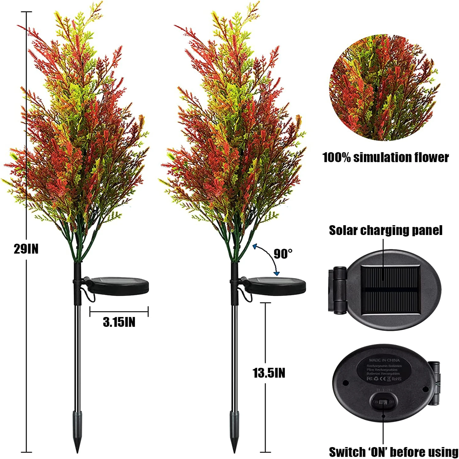 1pcs Solar Christmas Pine and Cypress Lawn Lamp LED Festive Garden Spike Decorative Standing Garden Lamp Waterproof Garden Spot