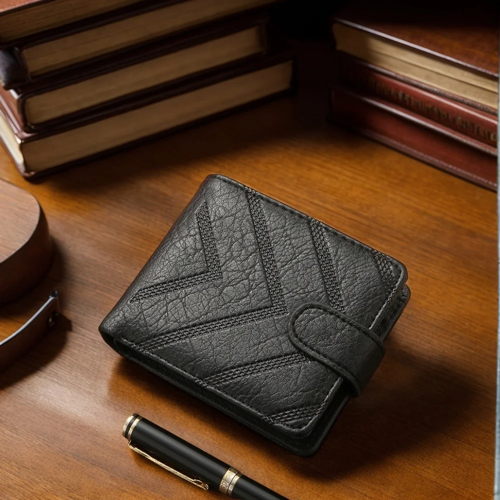 Vintage Short Wallet for Men with Coin Pocket Classic Business Large Capacity Card Holder Wallet Driver License ID Windows Purse
