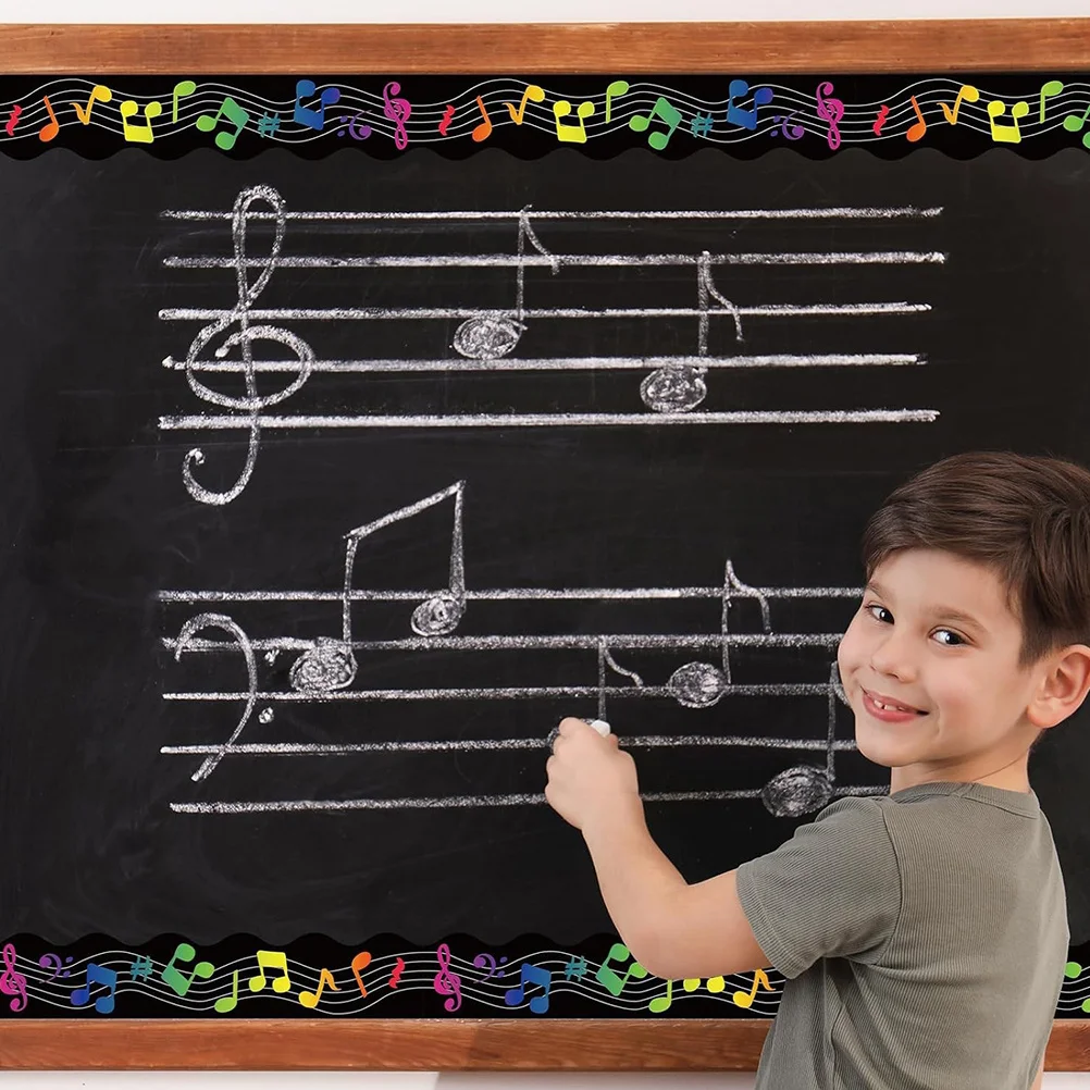 33Ft Musical Notes Bulletin Board Borders Black Self-Adhesive Trim Stickers For Classroom Music Theme Decorations Easy