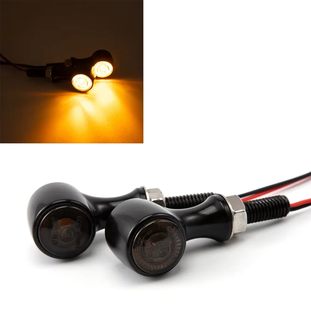 E marked Motorcycle Blinker Turn Signal Lights LED Front Direction Lamp Rear Driving Light Retro Mini Amber Indicator Lamp