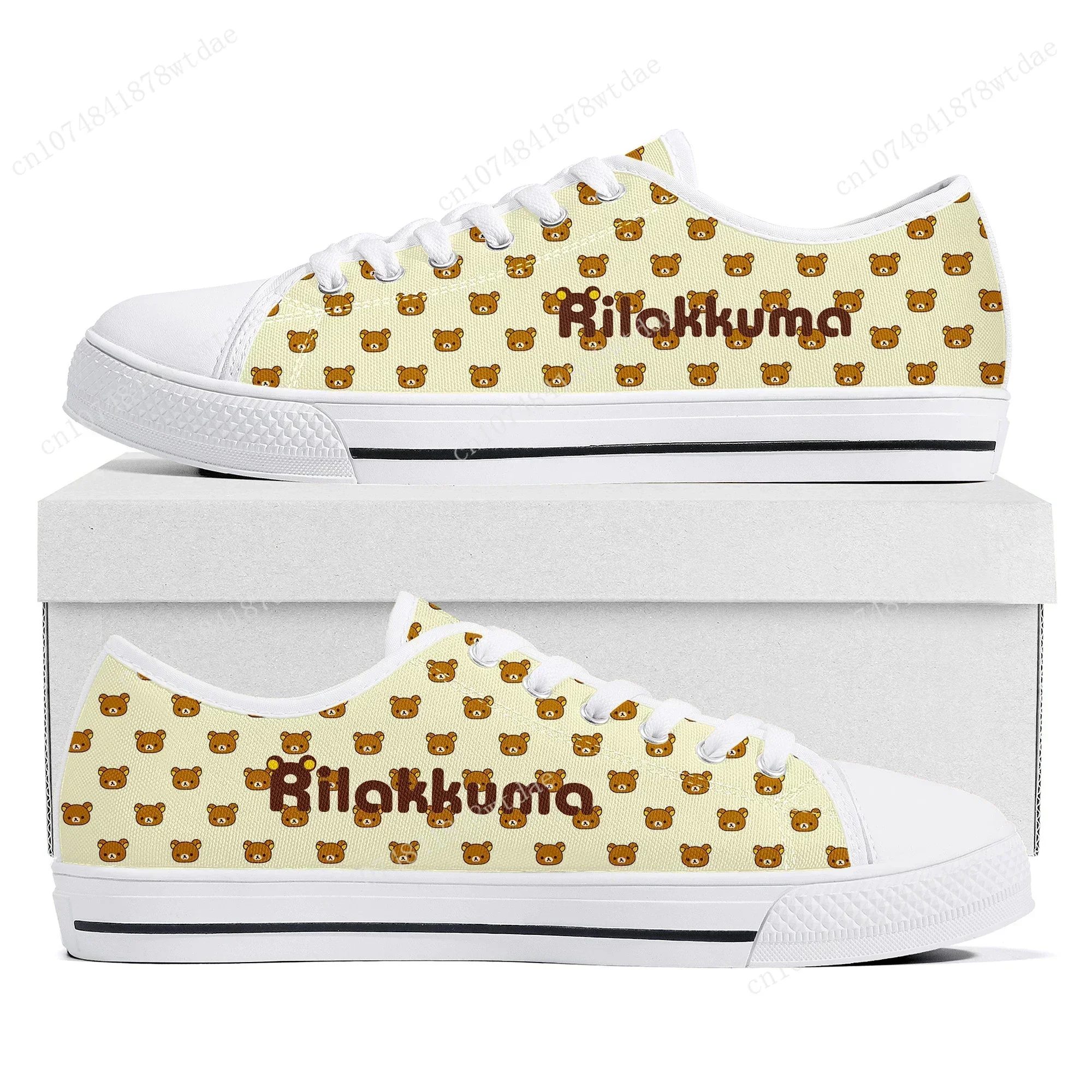 Rilakkuma Low Top Sneakers Womens Mens High Quality Canvas Sneaker Couple Japanese Cartoon Anime Made Shoes