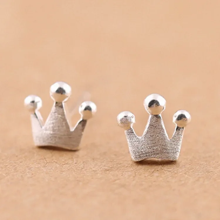 

925 Sterling Silver Crown Stud Earrings for Women Girls Fashion silver jewelry