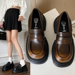 Platform Loafers Woman 2024 British Style Thick Heels Oxfords Shoes Women Slip On College Gothic Shoes Mujer Vintage mary janes