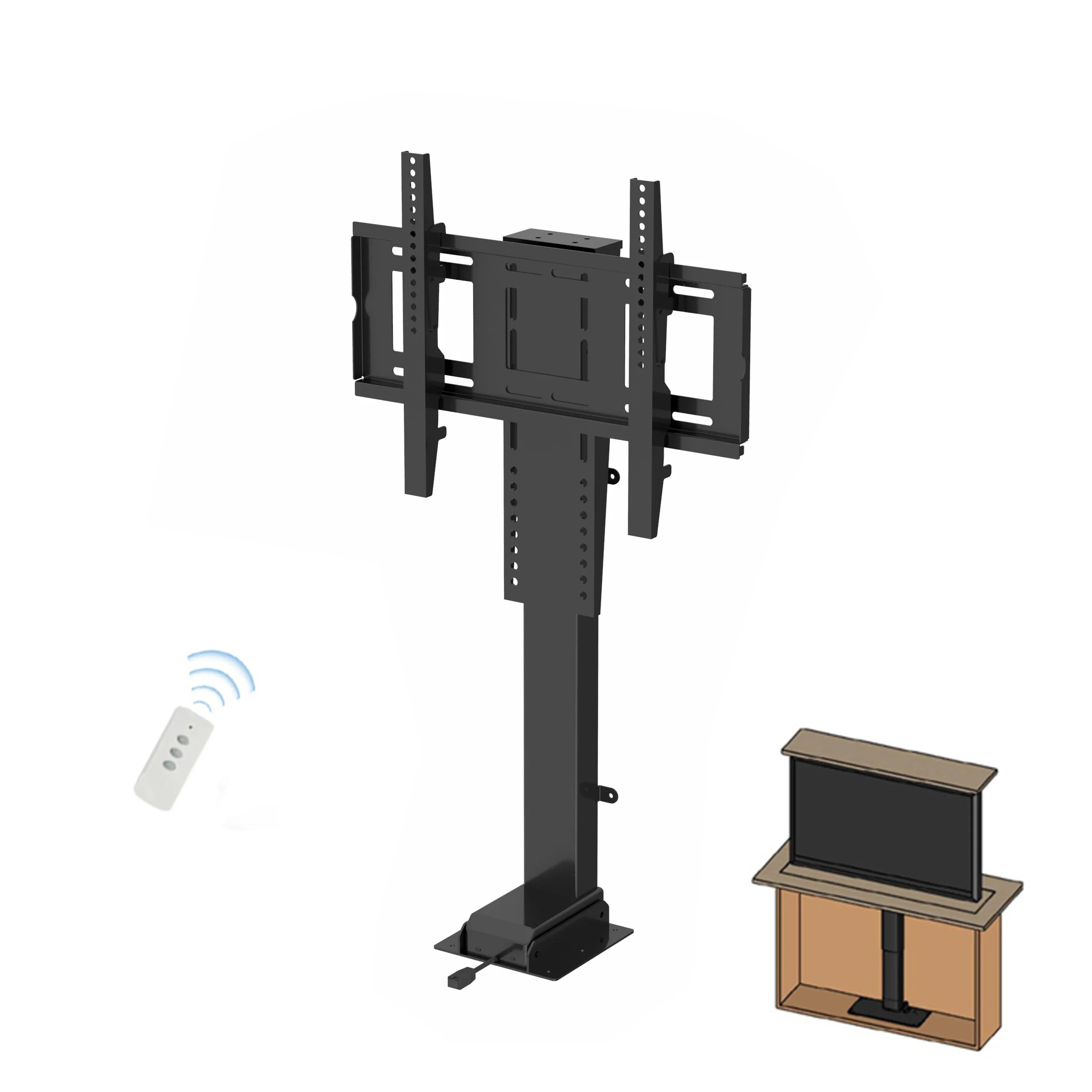 Motorized TV Lift Flat Mechanism Auto Lifting Adjustable Height With Wireless RF Remote Controller TV Lift