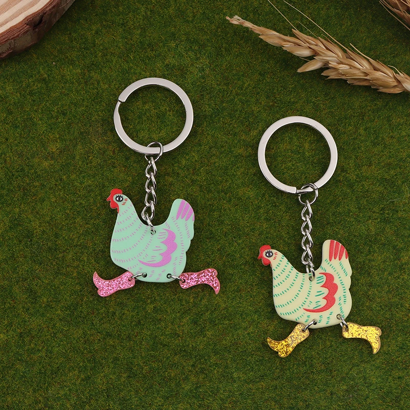 1PC DIY Jewelry Gifts Cute Funny Easter Chicken Hen Keychain Animal Keyring Pendants For Women Girls Handbag Accessories