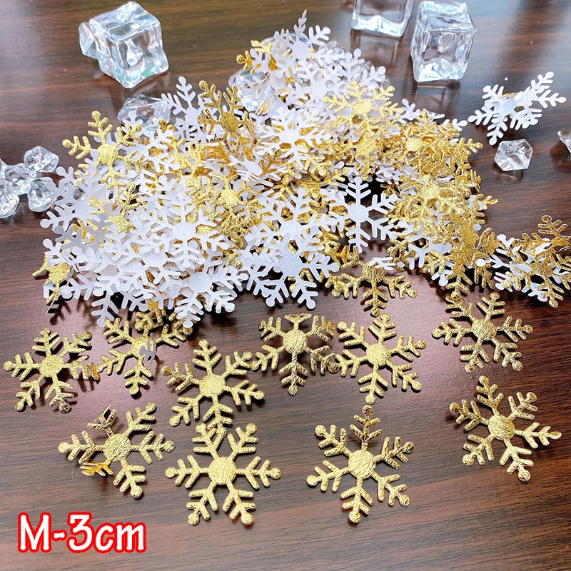 200/300pcs Christmas Snowflake Confetti Glittery Xmas Tree Ornaments Solid Party Home Wedding Birthday Banquet Decor Supplies