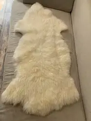 unbleached white sheep leather, Unique Natural fur, Vintage Home Décor, Coat Material, real fur,fine velvet curly hair