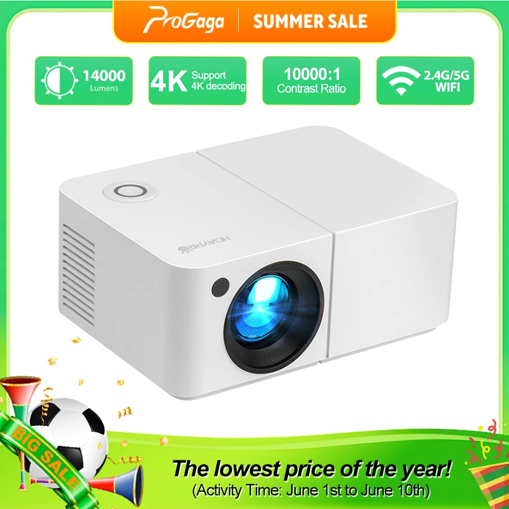 HD300 Mini Projector 4K Full HD 1080P 450ANSI Smart 5G WiFi BT Smart Home Theater Cinema Projector Portable Movie Video Beamer