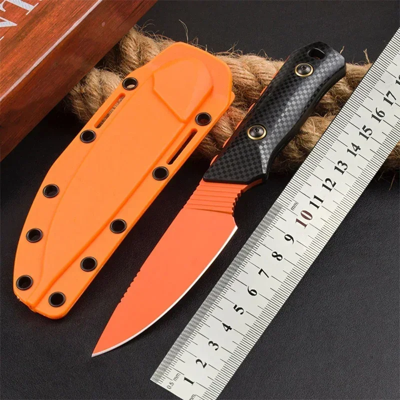 BM15600 knife Outdoor Defense Fixed Blade Knife D2 Blade Nylon Glass Fiber Black Grain Handle edc Knife with Sheath
