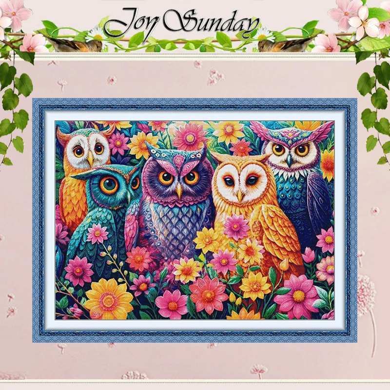 

Flowery Owl Animals Patterns Counted Cross Stitch Set DIY 11CT 14CT 16CT HD Stamped DMC Cross-stitch Kit Embroidery Needlework