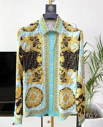 Men's Luxury Royal Shirt, Printed Long Sleeve Shirt, PROM shirt, Men's Luxury Social shirt