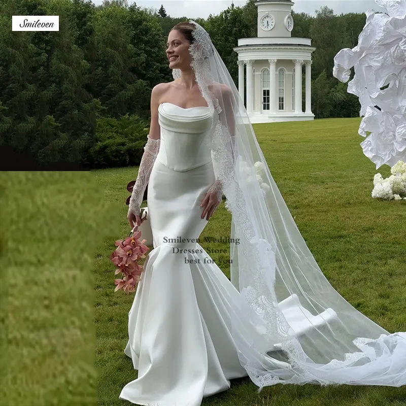 

Smileven Newest Mermaid Wedding Dress Strapless Pleats Bride Dresses Vestido de novia 2026 Wedding Gowns Customized