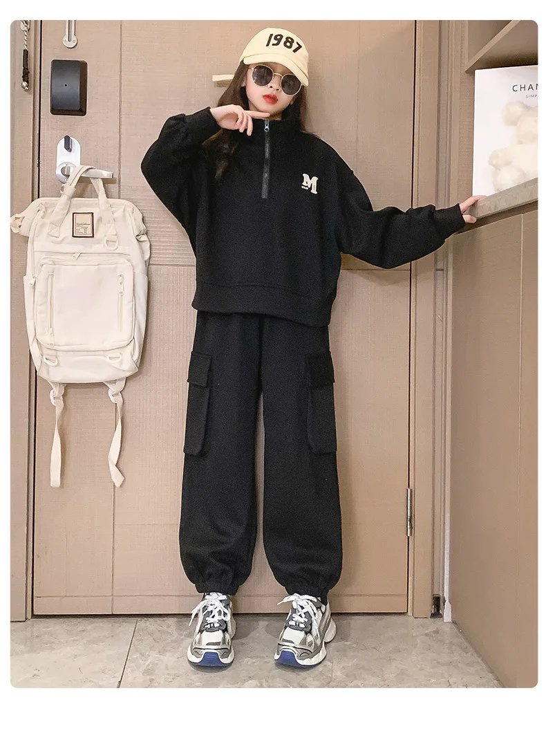 ZOETOPKID Herbst-Winter-Mode-Hosen- und Hoodie-Sets für Kinder in den Größen M bis L, farbiger Hoodie, Sport-2-Teiler – Detail 17