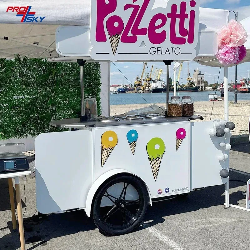 

Gelato Popsicle Ice Cream Cart Mobile Kiosk Trailer Refrigerated Freezer Factory Direct Price Customized Foodt Railer