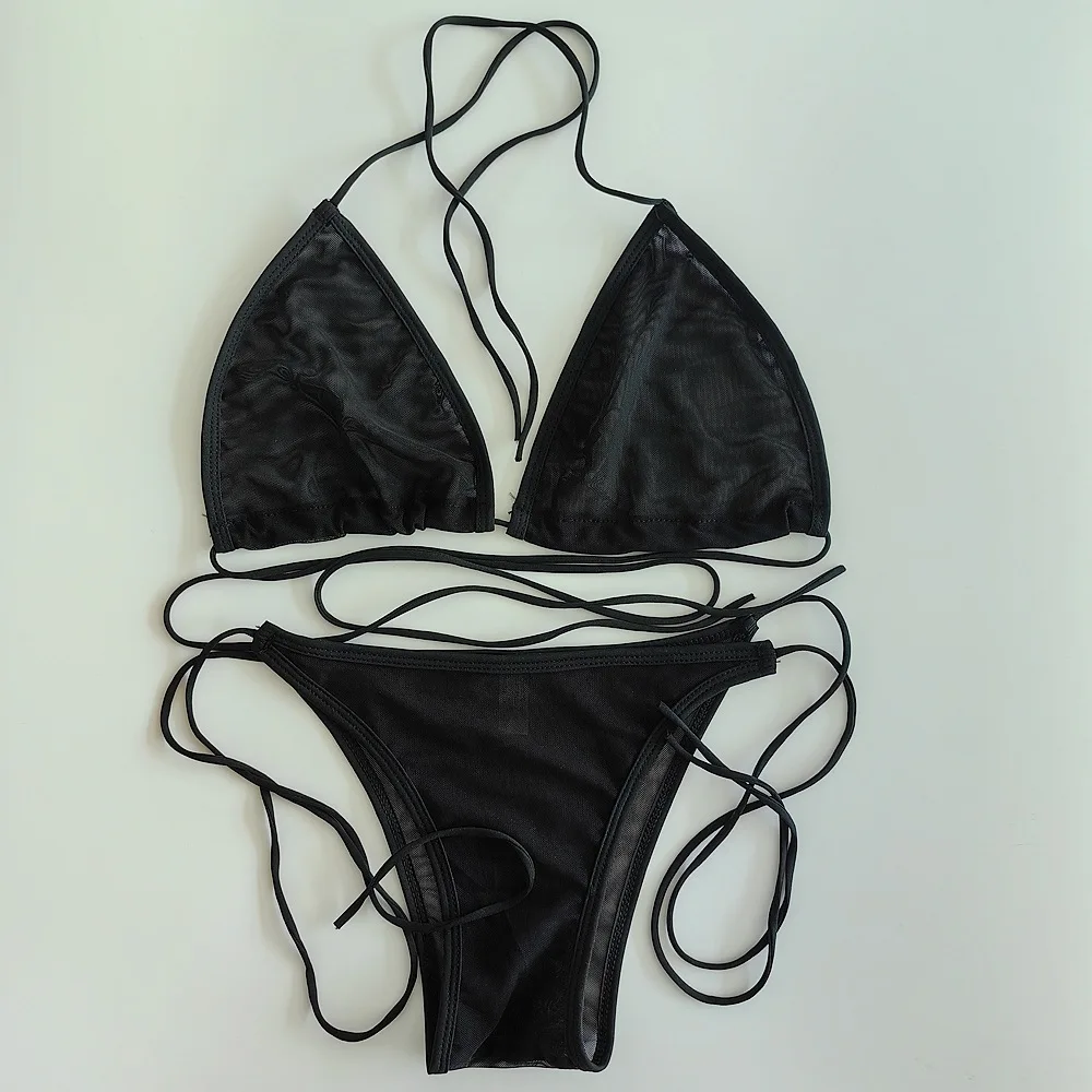 Maillot de bain à lacets pour femmes, couteaux légers, bronzage de plage, bikini respirant, 2024