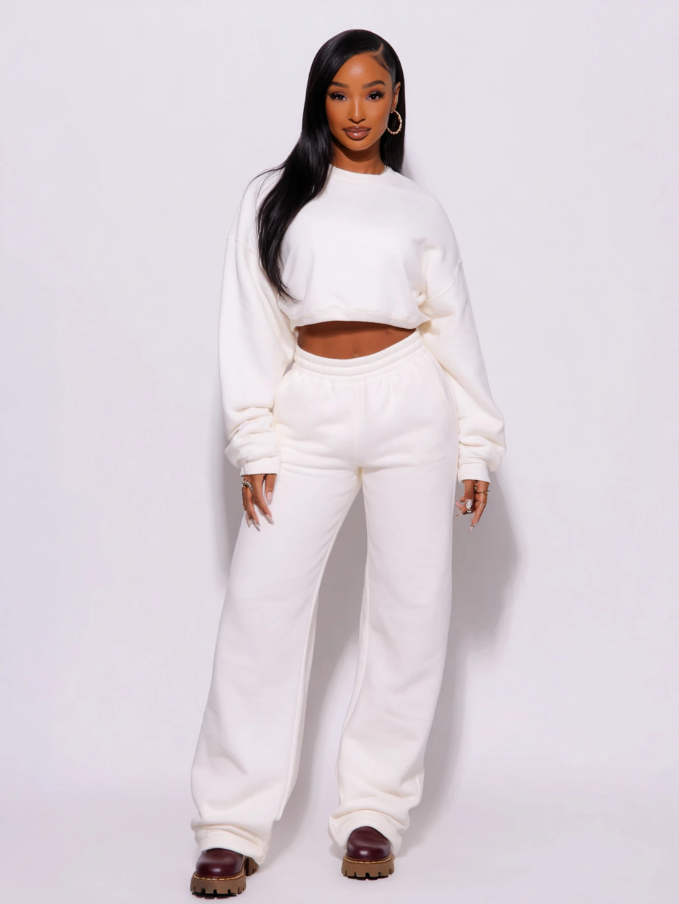 

Mia Muse Boutique женские комплекты осень-зима удобные базовые однотонные комплекты с длинными рукавами и круглым вырезом повседневные брюки полной длины