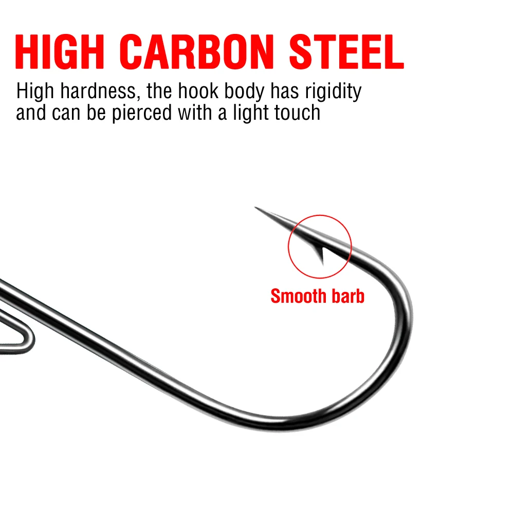 Ned Rig Jig Heads Angelhaken 20 Stück Pilzkopfhaken 2,5–14 g Angelgerät aus Kohlenstoffstahl für weiche Kunststoffköder – Detail 3