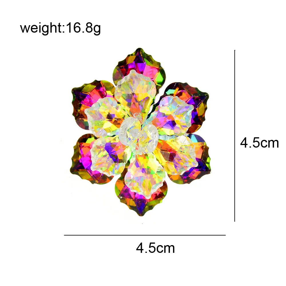 Fashionable Flower Glass Pin Handmade Broochs For Women Multi-color Optional Metal Corsage Brooch Party Daily Jewelry