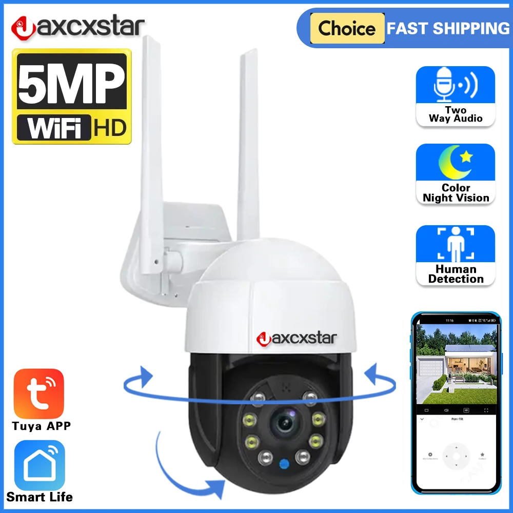 

5MP Wifi Ptz Camera Outdoor Ai Auto Tracking Color Night Vision Security Protection CCTV Vedio Surveillance 2-Audio IP Camera