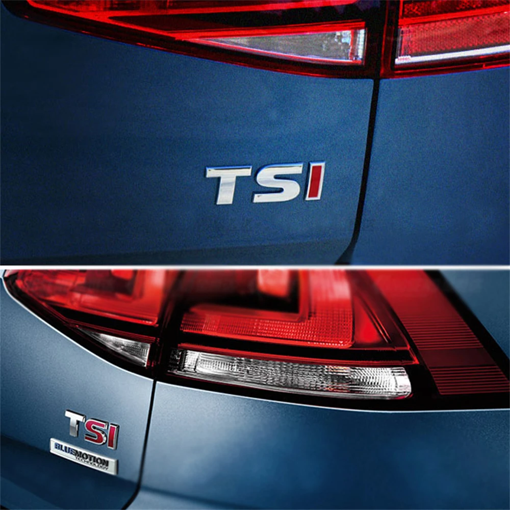 AQTQAQ 1Pcs 3D Metal TSI Car Side Mudguard Rear Trunk Emblem Badge Sticker Decals,Universal Car Accessories Decorations Stickers