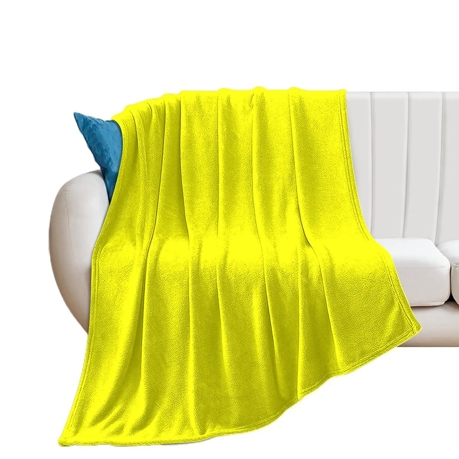 

PLAIN SOLID YELLOW - LEMON GLACIER- BY OZCUSHIONS Throw Blanket Decorative Sofa warm for winter Soft Plaid Camping Blankets