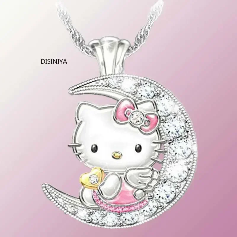 Jewelry Children's Pendant Necklace Women Moon Cute Small Animal Accessories Cartoon Kitten Jewelry Wholesale