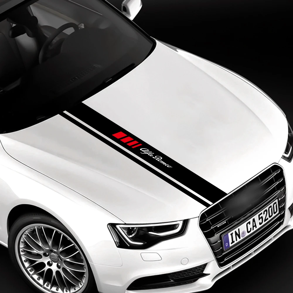 

Чехлы на капот автомобиля, виниловые гоночные спортивные накладки в полоску для Alfa Romeo Giulia 147 156 Sportiva Giulietta 159 Mito Stelvio