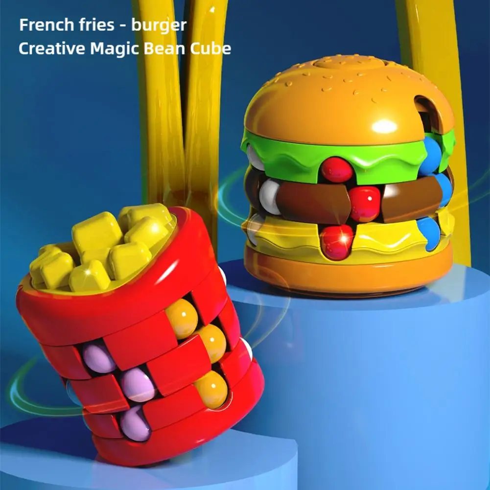 Hamburger French Fries Mini Rubik's Cube Stress Relief Fidget Gyro Children's Educational Toy Decompression Creative Gift