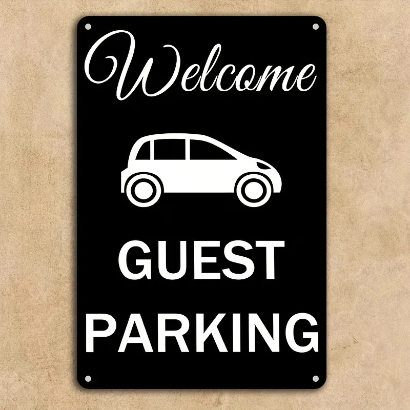Welcome Guest Parking Metal Sign - Durable Outdoor Reserved Parking Plaque for Home Driveway Garage