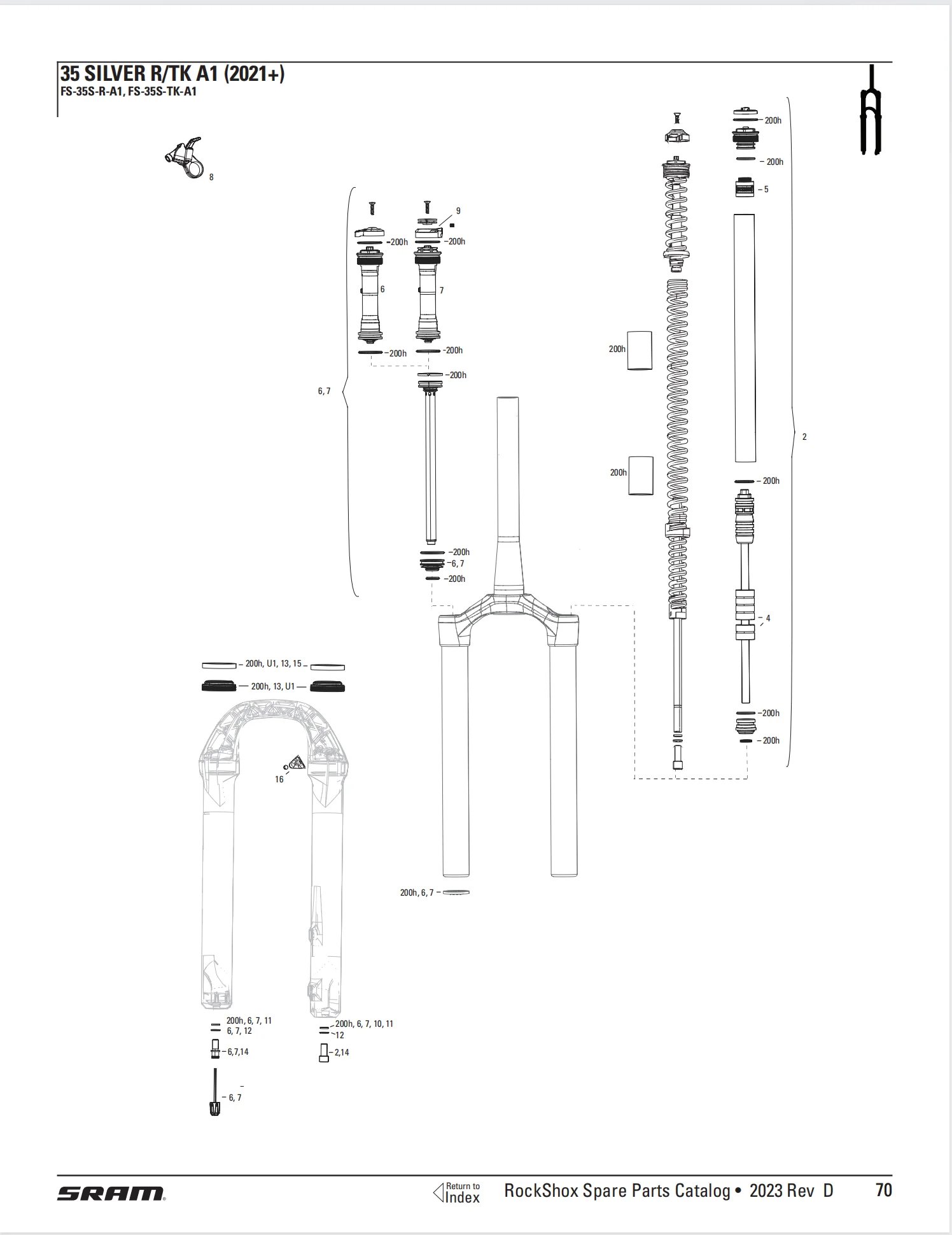 RockShox 35 Silver Fork Service Kit 00.4318.025.150 Repair Parts