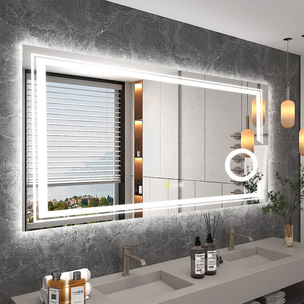 800/900/1200MM Large Fogless LED Bathroom Mirror Gradient Lighted Vanity Mirror