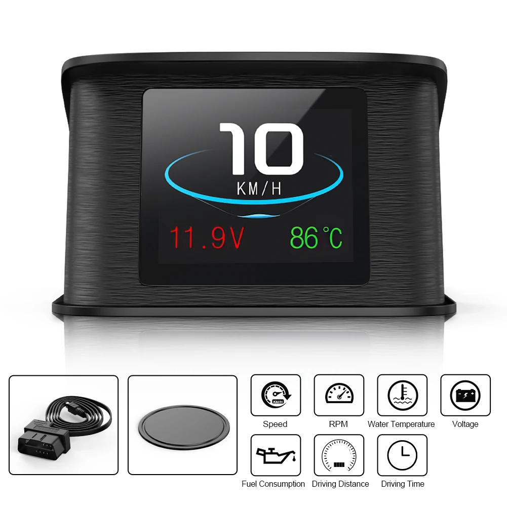 

OBD2 On-board Computer Car Head Up Display HUD Digital Speedometer Trip Display Speed Fuel Consumption Temperature Gauge Alarm