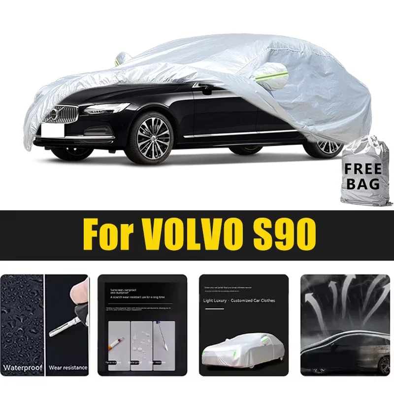 

For VOLVO S90 Car Cover Outdoor Protection Covers Snow Sunshade Waterproof Dustproof Exterior UV Car Accessories