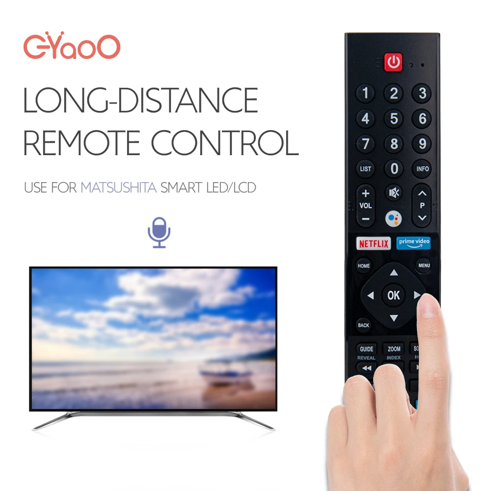 Voice Remote Control PN-V2 for Panasonic Wireless with Netflix Prime Video Network Button