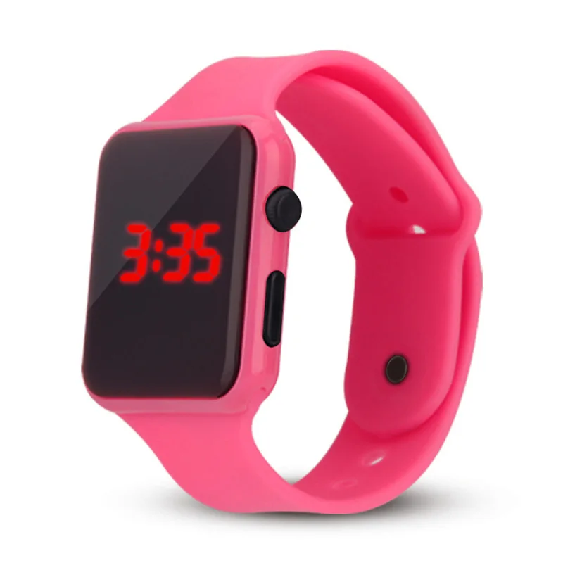 Men Women LED Silicone Band Digital Watch Gifts for Children Kids Creative Luminous Square Wristwatch Sport Watch