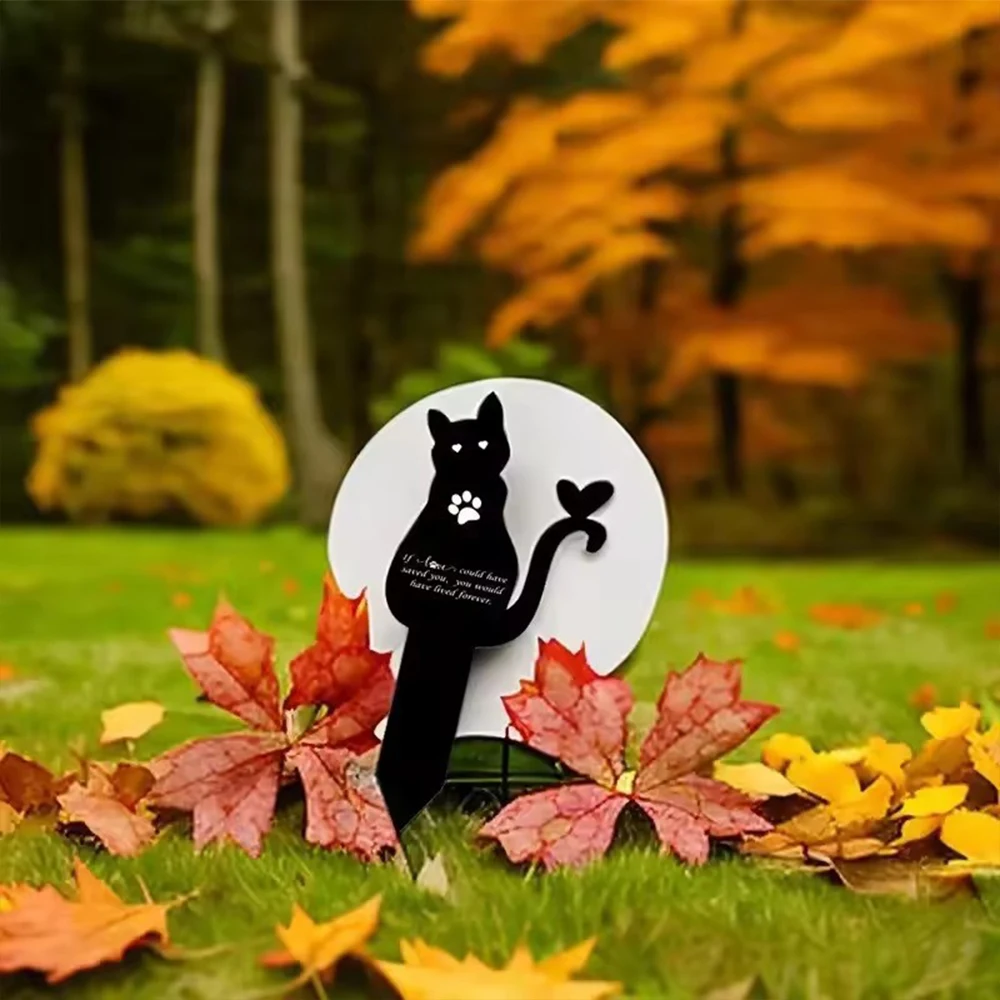 Una estaca conmemorativa acrílica para mascotas: decoración de jardín y cementerio con elegante piedra viscosa para gatos, placa conmemorativa para gatos