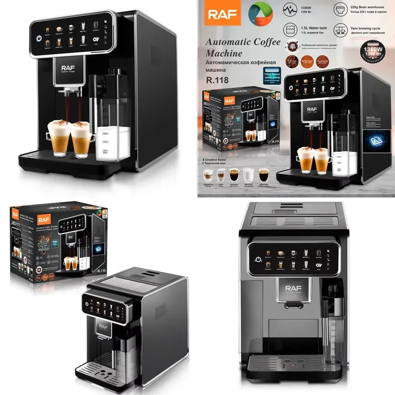 RAF Electric European Standard Automatic Coffee Machine Milk Frother 15 Bars Pressure Stainless Steel Digital Control