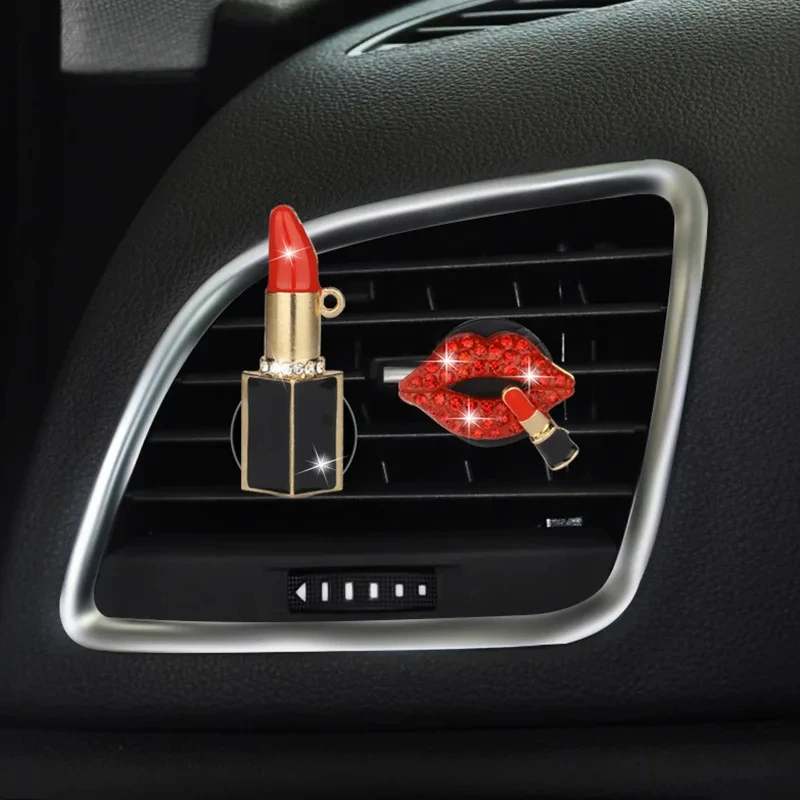 Lipstick Car Decoration Interior Air Freshener Auto Outlet Perfume Clip Car Scent Diffuser Bling Car Accessories Girls Gifts