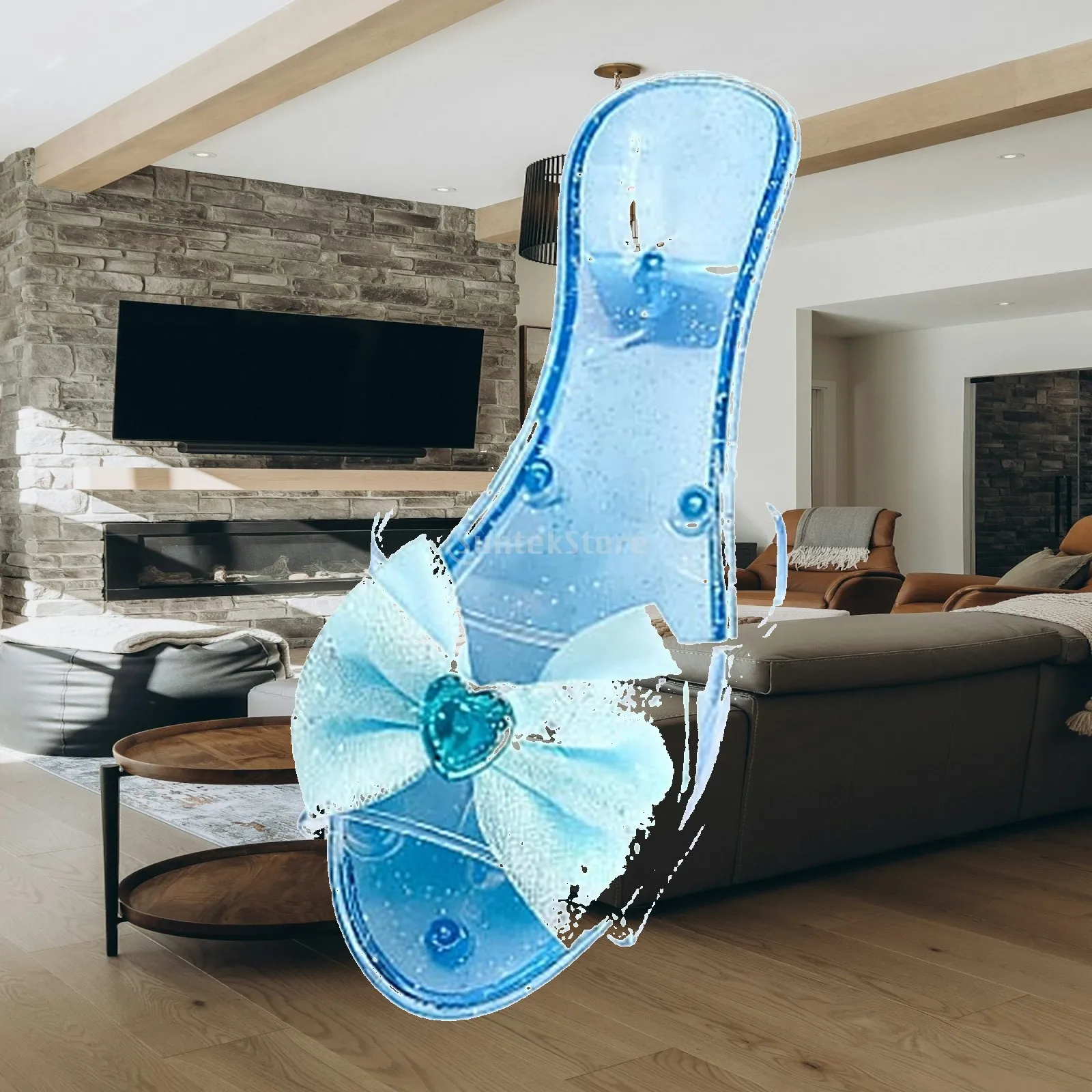 Stylish Princess Shoes Bow Decor Jelly Sandals for Girls Dress Slide Doll Shoes for Birthday Performance