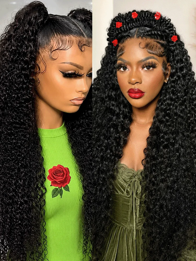 

13X4 13x6 Swiss HD Lace Wig Deep Wave Brazilian Remy Human Hair Natural Hairline Transparent Lace Frontal Curly Wigs Pre Plucked Baby Hair for Women 250 Density 20 30 40 46 Inches