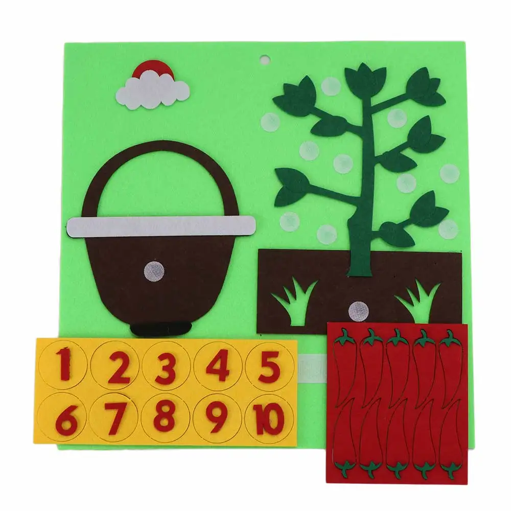 Develop Teaching Aid Supplies DIY Craft  Early Educational  Montessori  Felt Math  Children Finger Numbers