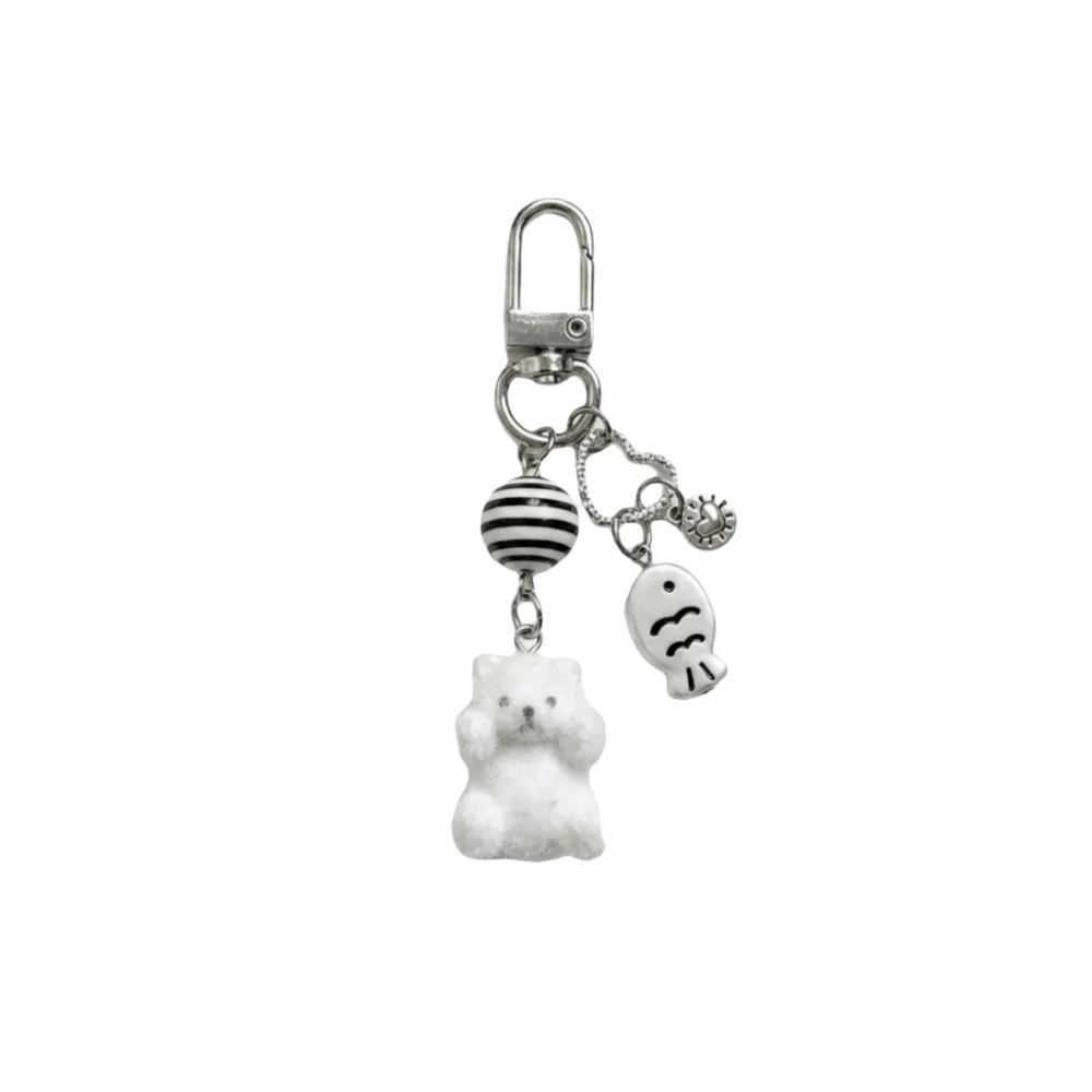 Unisex Cute Design Flocking Keychain Soft Cartoon Keyring Pendant Animal Car Key Holder Fashion Accessory