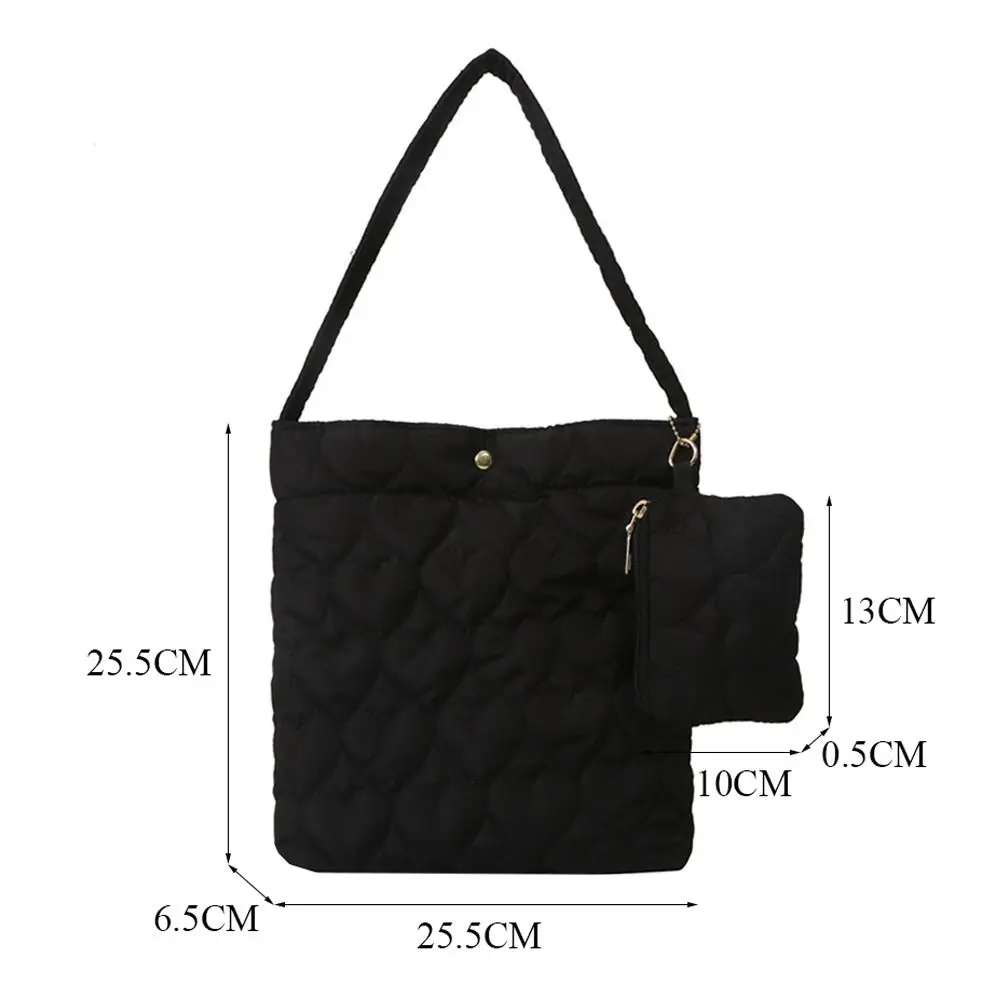 Quilted Shoulder Bags Casual Down Cotton Padded Large Capacity Shopping Bags Solid Color Handbags Women Girls