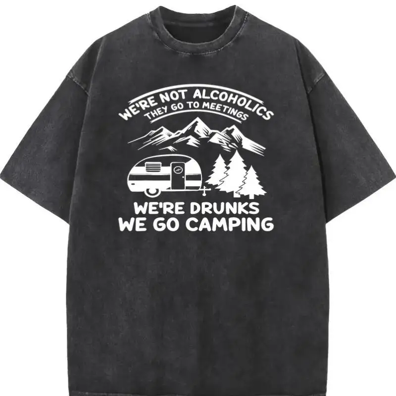 

"Funny Camping T-Shirt for Women | 'We're Drunks We Go Camping' Graphic Tee | Vintage Washed Outdoors Gift"