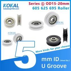 [Ud5] 4/10PCS low noise 695zz 625 685 ball bearing coated with POM U grooves bottom pulley, wire rope lifting bearing wheel