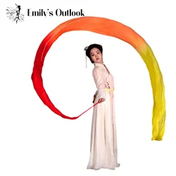 400X45cm Light Weight Dance Streamer 100% Real Silk Ribbon Dancer Wand Plus Size Professional Dancer Performance Show Props Fire